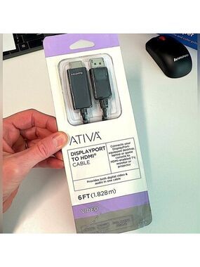 NIB Ativa HDMI DisplayPort to HDMI Cable 6”